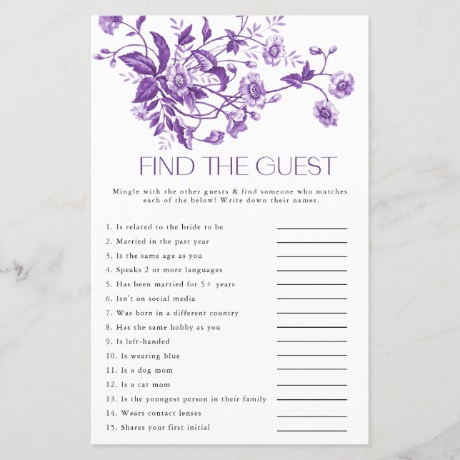 Fransk Toile Blommig Hitta Gäst Bröllopsspel (Framsida)