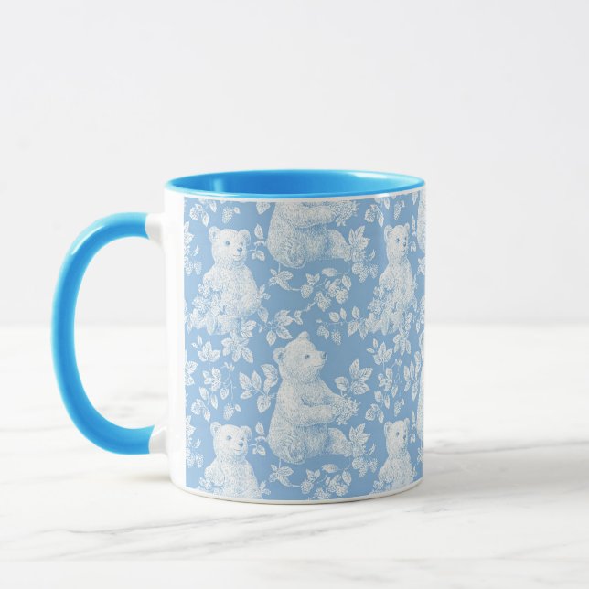 Fransk Toile Blommigt Bear Baby Shower Mugg (Vänster)