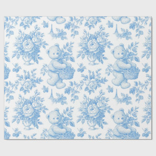Fransk Toile Blommigt Bear Presentpapper