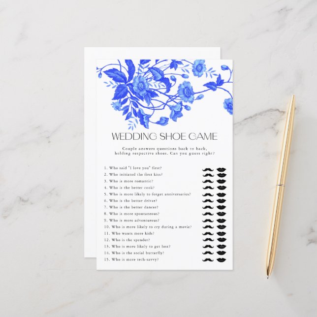 Fransk Toile Blommigt Bröllop Shoe Möhippa Game (Fram/Back In Situ)