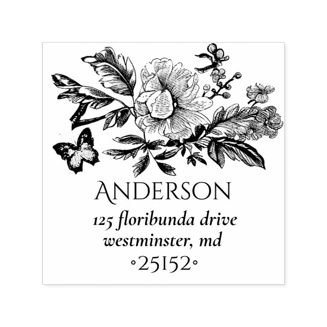 Fransk Toile Bouquet Sketch Självfärgande Stämpel (Design)