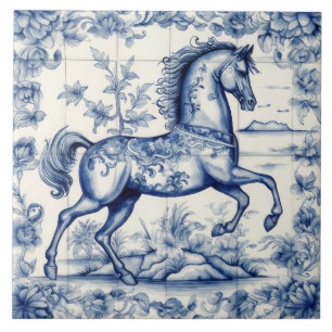 Fransk Toile Carousel Horse Kakelplatta