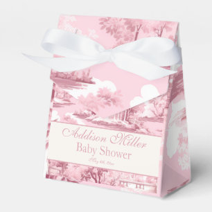 Fransk Toile Coquette Rosa Båge Bröllopsdusch Presentaskar