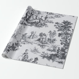 Fransk toile de jouy black and white decoupage presentpapper