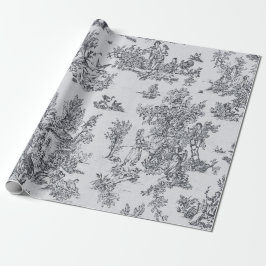 Fransk toile de jouy black and white decoupage presentpapper