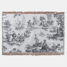 Fransk toile de jouy black and white elegant filt