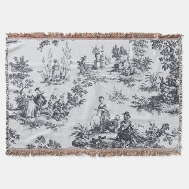 Fransk toile de jouy black and white elegant filt (Framsidan)