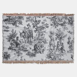 Fransk toile de jouy black and white elegant filt