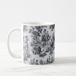 Fransk toile de jouy black and white elegant kaffemugg