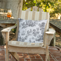 Fransk toile de jouy black and white elegant patio