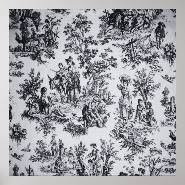 Fransk toile de jouy black and white elegant poster (Framsidan)