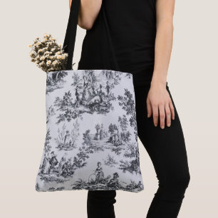 Fransk toile de jouy black and white elegant tygkasse