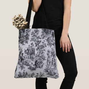 Fransk toile de jouy black and white elegant tygkasse