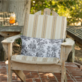 Fransk toile de jouy black and white patio outdoor lumbarkudde