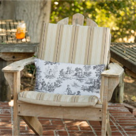 Fransk toile de jouy black and white patio outdoor lumbarkudde
