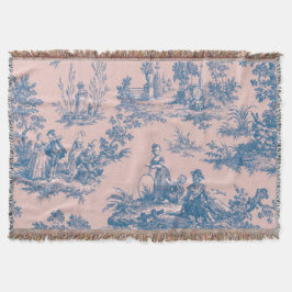 Fransk toile de jouy blue and rosa elegant filt