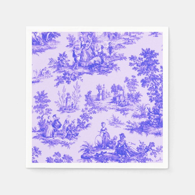 Fransk toile de jouy blue and white decoupage pappersservett (Framsidan)