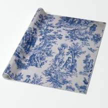 Fransk toile de jouy blue and white decoupage