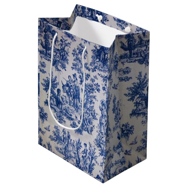 Fransk toile de jouy blue and white elegant (Framsidan Vinklad)