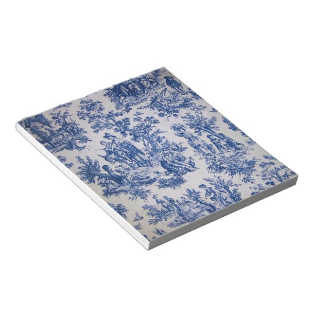 Fransk toile de jouy blue and white elegant anteckningsblock (Vinklad)
