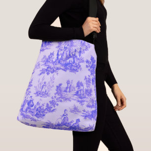 Fransk toile de jouy blue and white elegant axelväska
