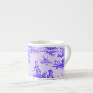 Fransk toile de jouy blue and white elegant espressomugg