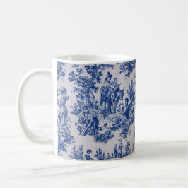 Fransk toile de jouy blue and white elegant kaffemugg