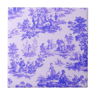 Fransk toile de jouy blue and white elegant kakelplatta