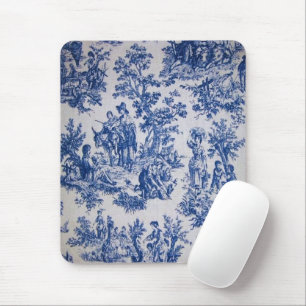 Fransk toile de jouy blue and white elegant musmatta