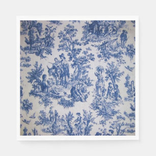 Fransk toile de jouy blue and white elegant pappersservett