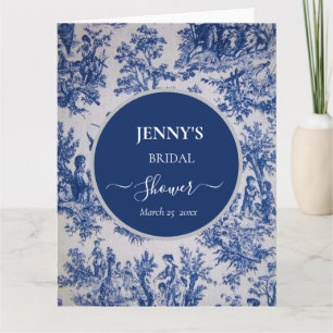 Fransk Toile de Jouy Blue and White Möhippa Kort
