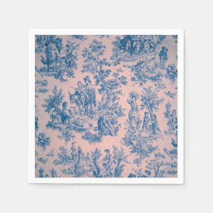 Fransk toile de jouy blue rosa elegant decoupage pappersservett