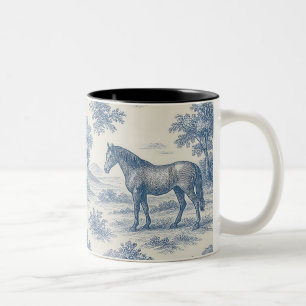 Fransk Toile de Jouy Horse Mönster Två-Tonad Mugg