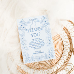 Fransk Toile De Jouy Pojke Babyshower Tack Kort