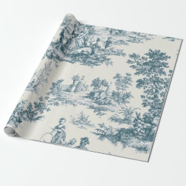 Fransk toile de jouy sage grönt decoupage presentpapper