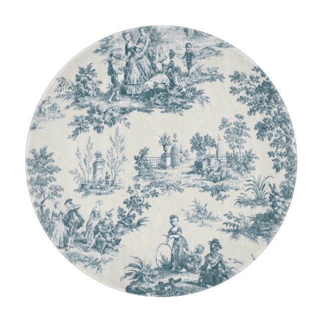 Fransk toile de jouy sage grönt elegant glass (Framsidan)