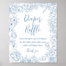 FRANSK TOILE Diaper Raffle Baby Shower Sign Poster