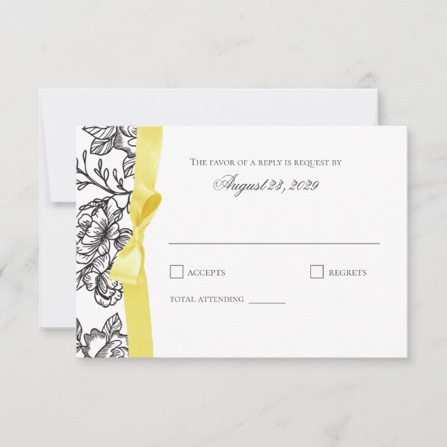 Fransk - Toile och Gult Bow-svar OSA Kort (Framsida)