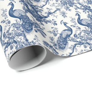 Fransk Toile Peacock Mönster Presentpapper