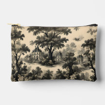 Fransk Toile - Svart Design på Krämfärgad Bakgrund