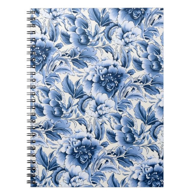 Fransk toile & toile de Jouy. Blå. Anteckningsbok (Framsidan)