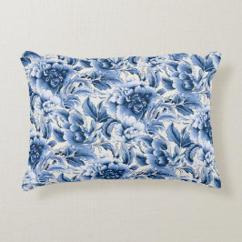 Fransk toile & toile de Jouy. Blå. Dekorativ kudde