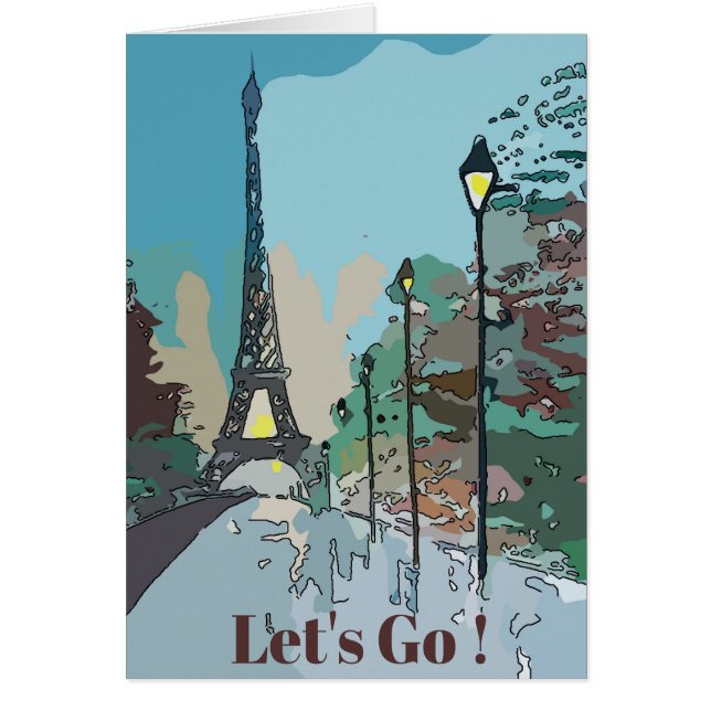 Fransk Torn Eiffel Hälsningskort (Framsidan)