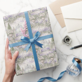 Fransk trädgård bröllop akvarell blommor portar presentpapper