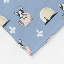Fransk Travel Frenchies KiniArt Fleece Blanket