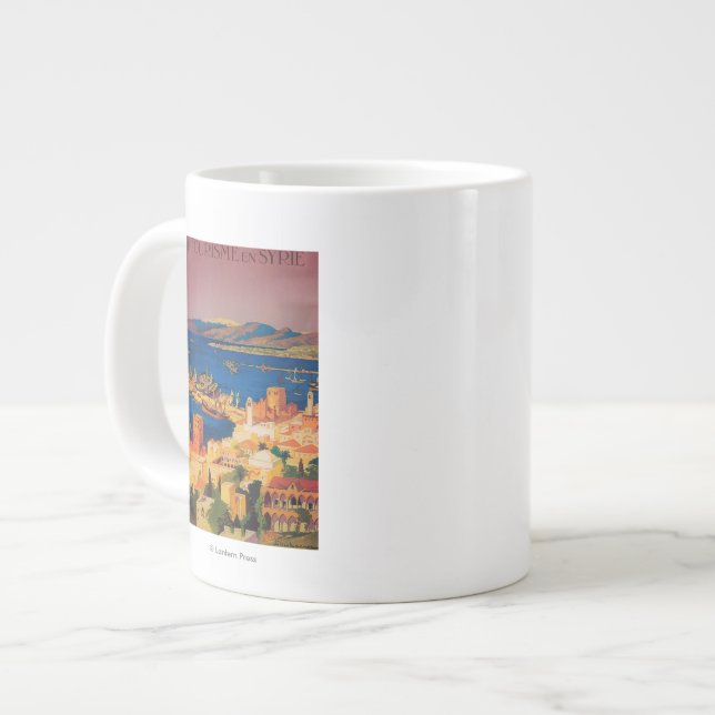 Fransk Travel Poster, färgning i Syrien Jumbo Mugg (Framsida vänster)