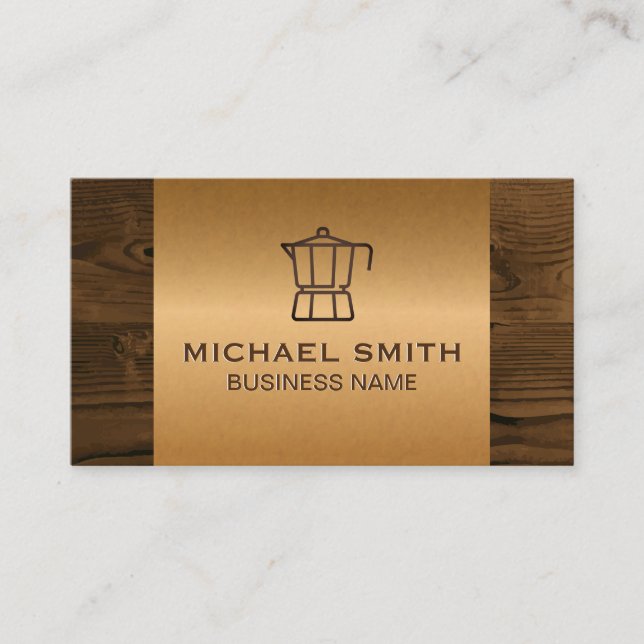 Fransk Tryck på Slå kort | Bronze Metallic Wood (Framsida)