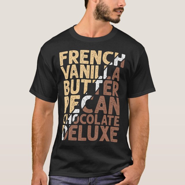 Fransk Vanilla Butter Pecan Chocolate Deluxe T Shirt (Framsida)