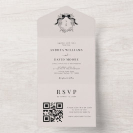 Fransk Vapensköld Monogram Ivory QR-kod Chic Bröll