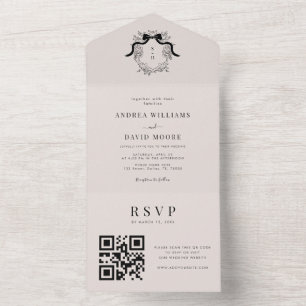 Fransk Vapensköld Monogram Ivory QR-kod Chic Bröll